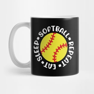 Eat Sleep Softball Repeat Girls Softball Mom Cute Funny Mug